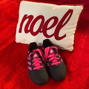 Black and hot pink soccer cleats for kids
